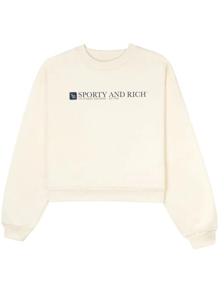 Sporty & Rich logo-print cropped sweatshirt - Neutrals Cover