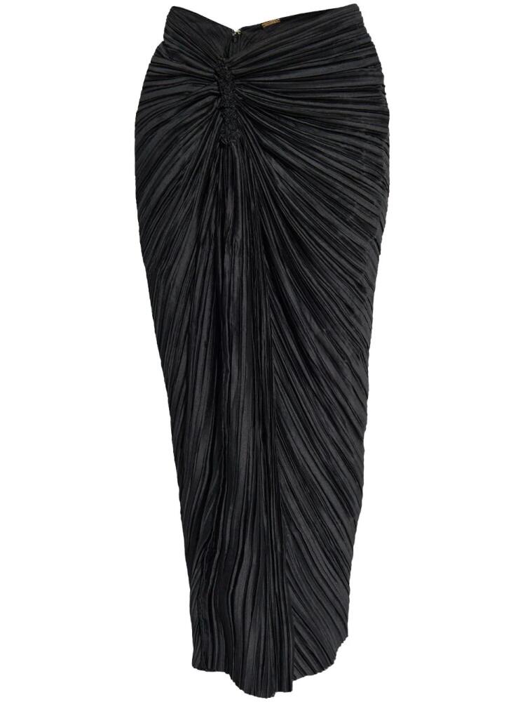 Cult Gaia draped-detailed midi skirt - Black Cover