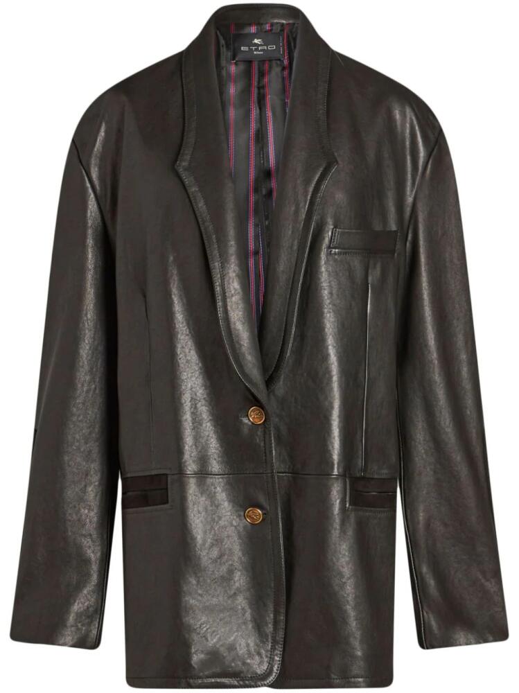 ETRO suede-trim leather jacket - Black Cover