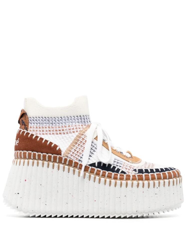 Chloé Nama 80mm platform wedge sneakers - White Cover