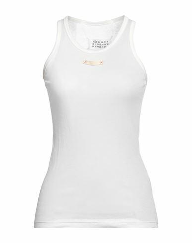 Maison Margiela Woman Tank top White Cotton, Silk Cover