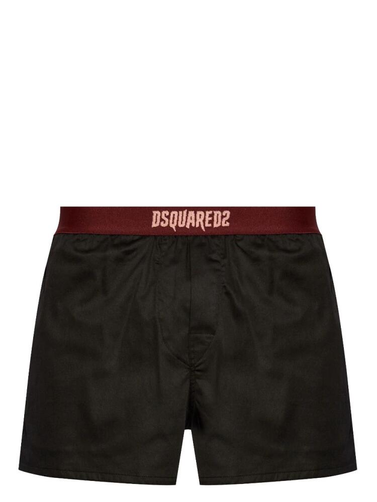 DSQUARED2 logo-waistband stretch-cotton pajama shorts - Black Cover