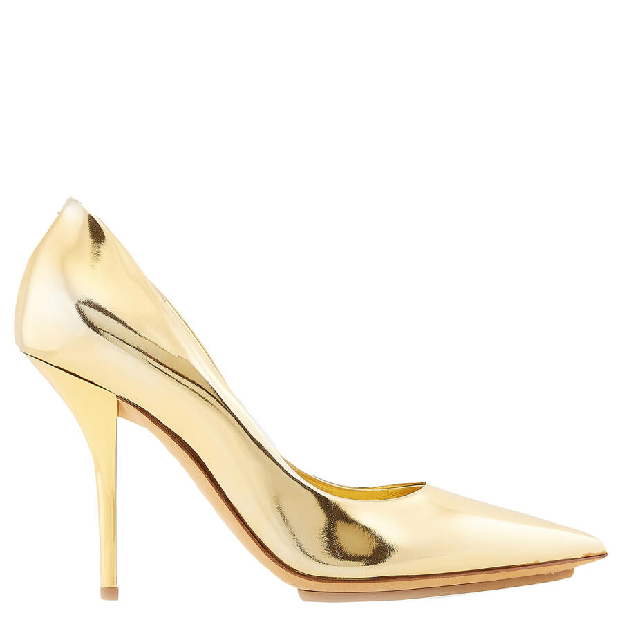 Burberry Ladies Gold Metallic Leather TB Monogram Pumps Cover