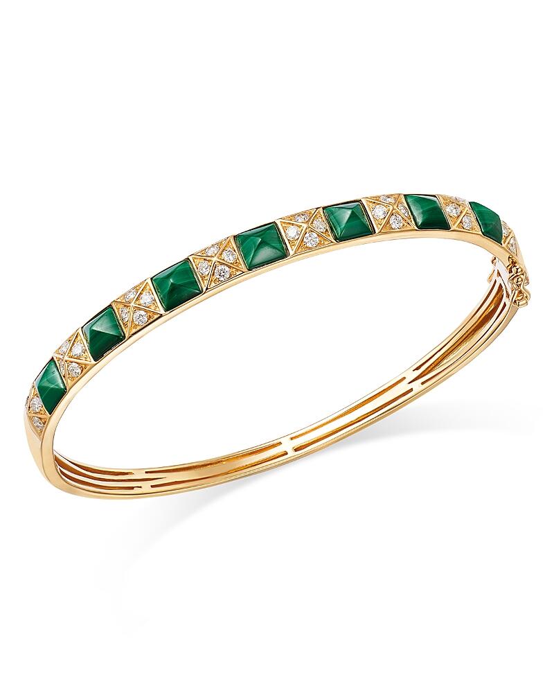 Bloomingdale's Fine Collection Malachite & Diamond Bangle Bracelet in 14K Yellow Gold Cover