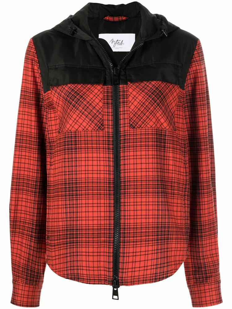 Aztech Mountain check-print zipped hoodie - Red Cover