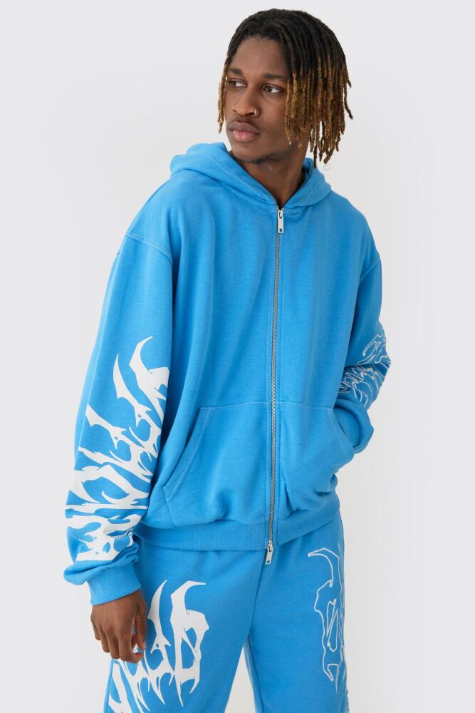 boohoo Mens Tall Boxy Oversized Embroidery Hoodie - Blue Cover