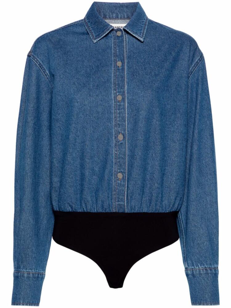 SANDRO classic-collar denim bodysuit - Blue Cover