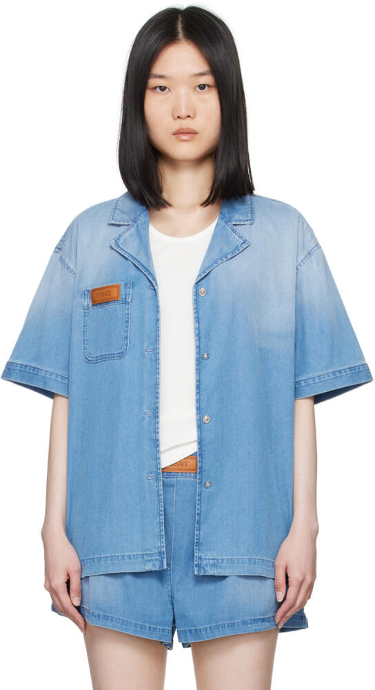 Versace Blue Patch Denim Shirt Cover