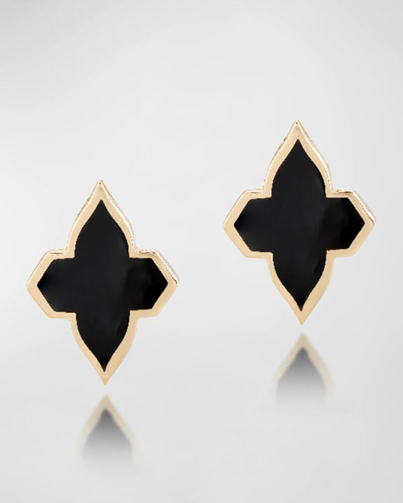 Farah Khan Atelier 18K Yellow Gold Piano Black Minimalistic Earrings Cover