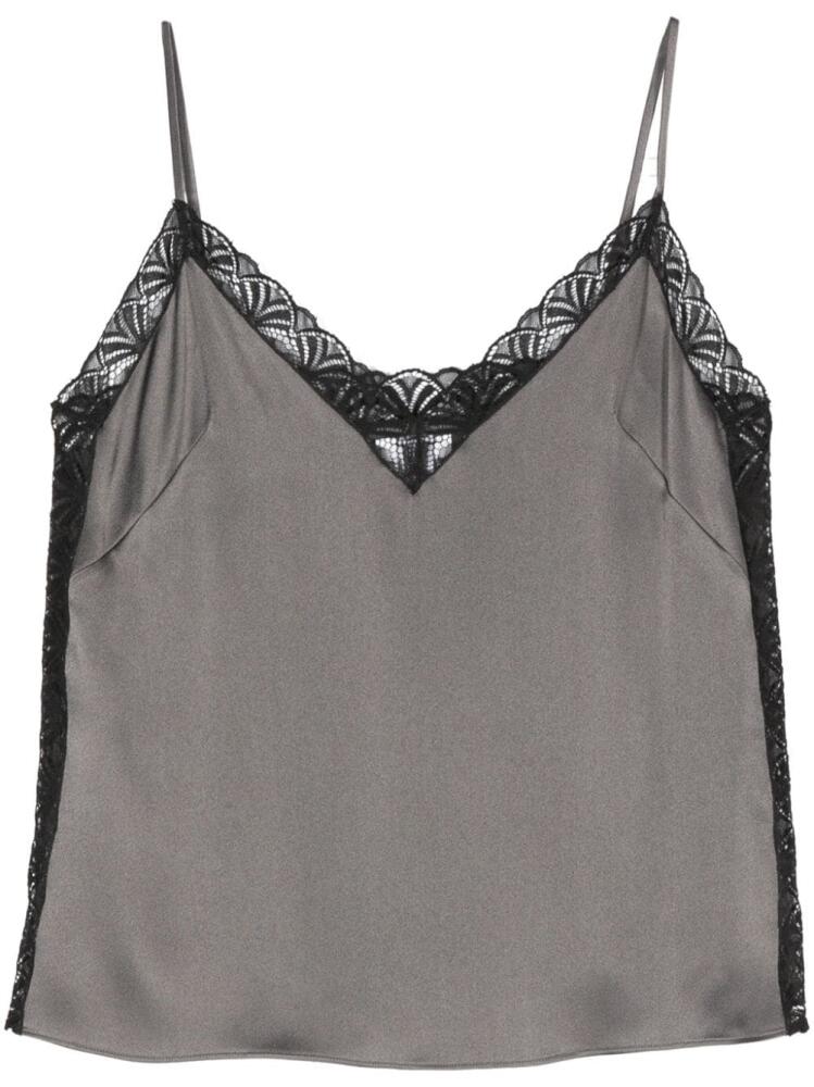 Alberta Ferretti lace-trim sleeveless top - Grey Cover