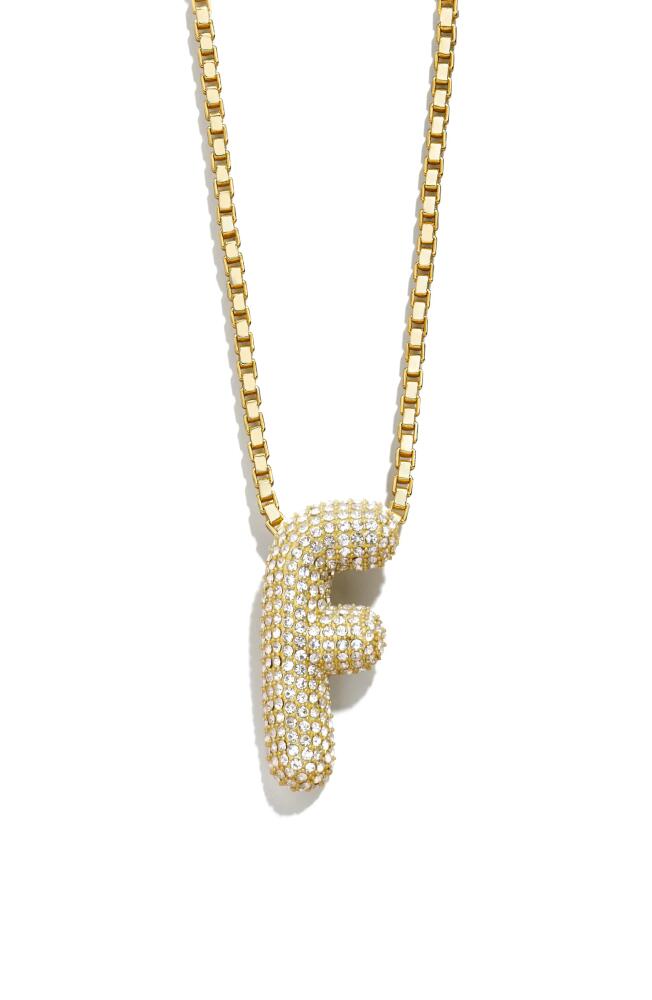 BaubleBar Pavé Crystal Bubble Initial Pendant Necklace in Gold F Cover