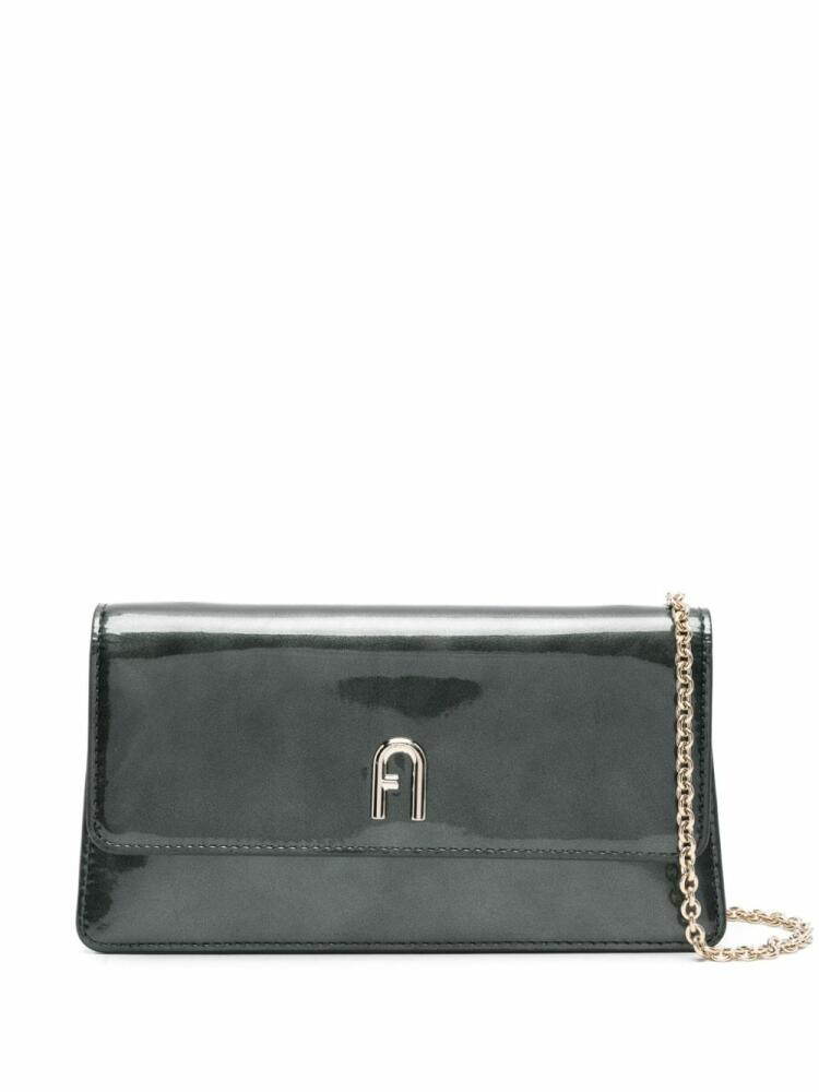 Furla Diamante patent-finish clutch - Green Cover