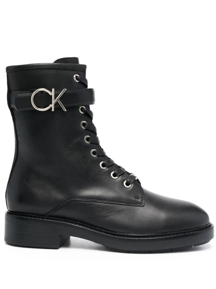 Calvin Klein logo-buckle combat boots - Black Cover