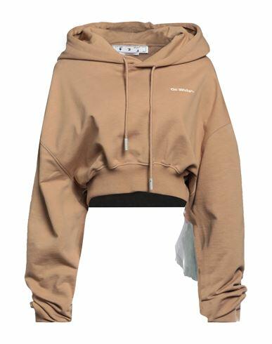 Off-white Woman Sweatshirt Camel Organic cotton, Elastane, Polyester Cover