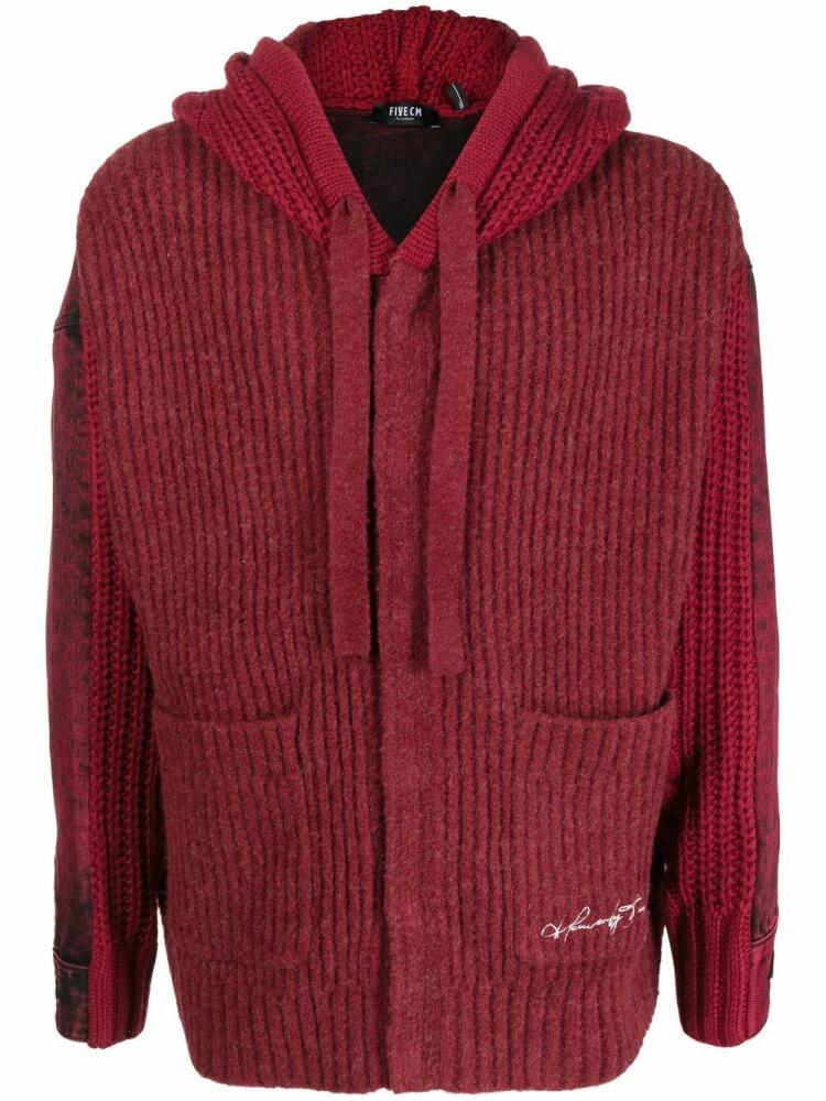 FIVE CM panelled hooded jacket - Red Cover