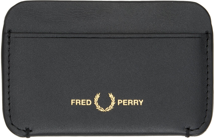 Fred Perry Black Burnished Leather Card Holder Cover