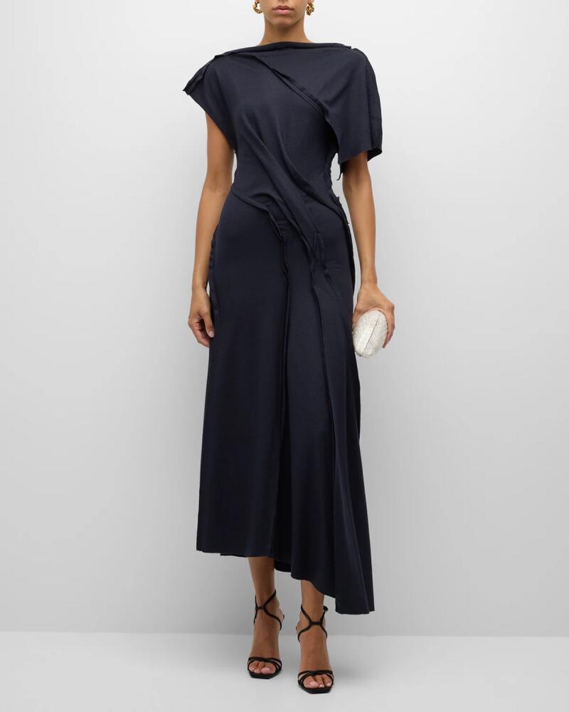 Jason Wu Collection Asymmetric Draped Wool Jersey Maxi Dress Cover