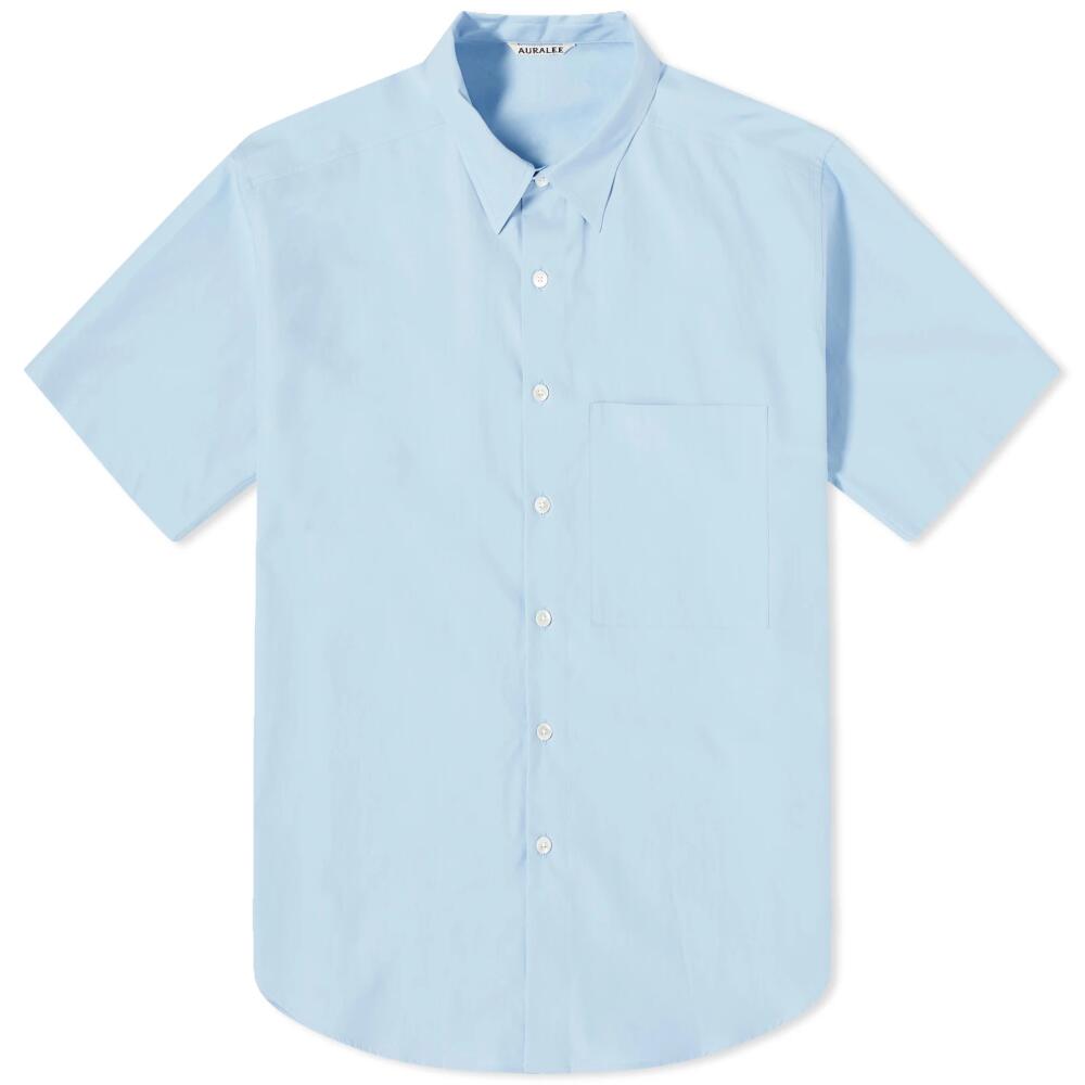 Auralee Men's Washed Finx Short Sleeve Shirt in Sax Blue Cover