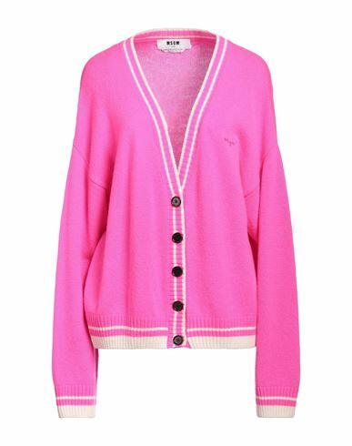 Msgm Woman Cardigan Fuchsia Wool, Cashmere Cover