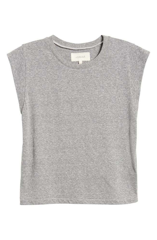 THE GREAT. The Peak Shoulder Muscle Tee in Heather Grey Cover