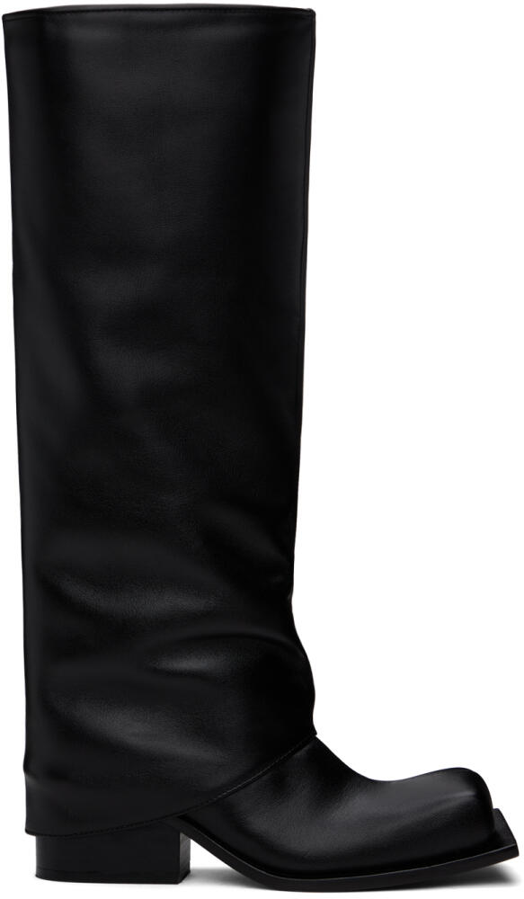 FIDAN NOVRUZOVA Black Havva Chunky Heel Plissè Tall Boots Cover