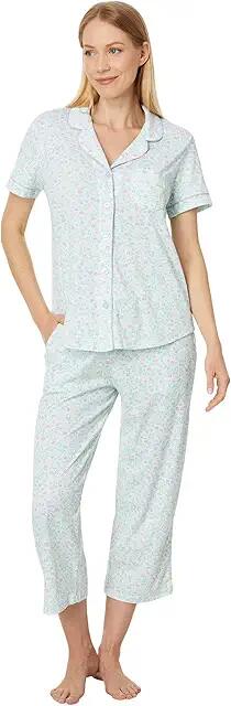 Karen Neuburger Short Sleeve Girlfriend Capri PJ Set with Lace Detail (Daisy Ditsy) Women's Pajama Sets Cover