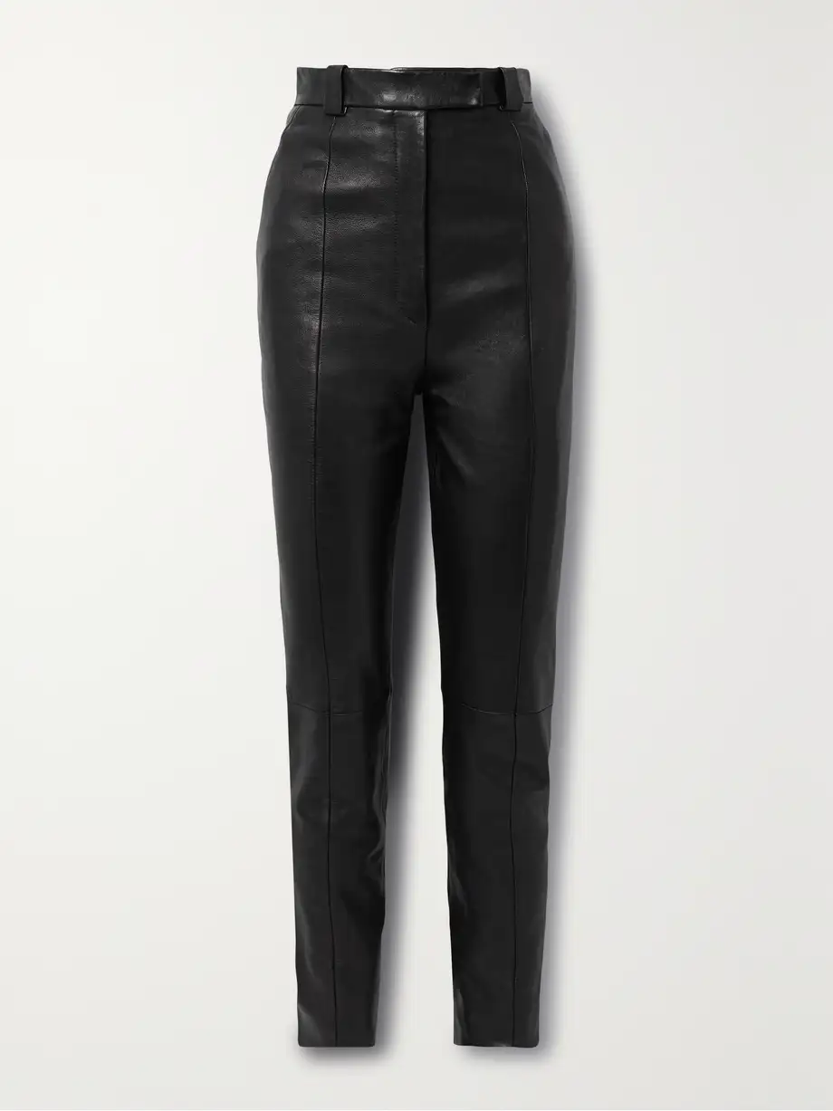 KHAITE - Waylin High-rise Leather Pants - Black Cover