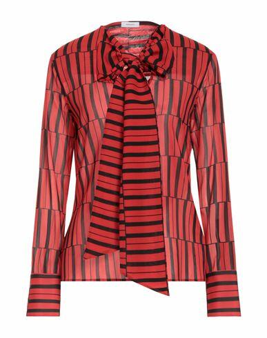 Ferragamo Woman Shirt Red Silk, Elastane Cover