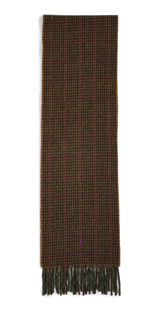 Polo Ralph Lauren Double Face Menswear Scarf Olive Plaid Cover