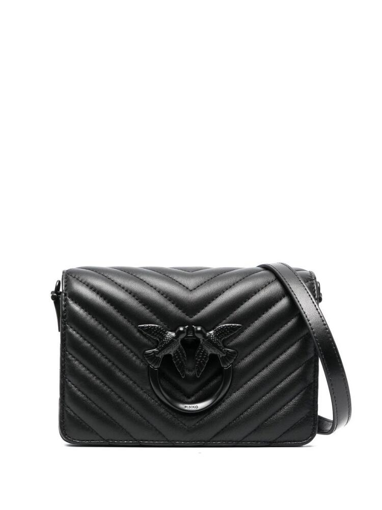 PINKO logo-plaque leather crossbody bag - Black Cover