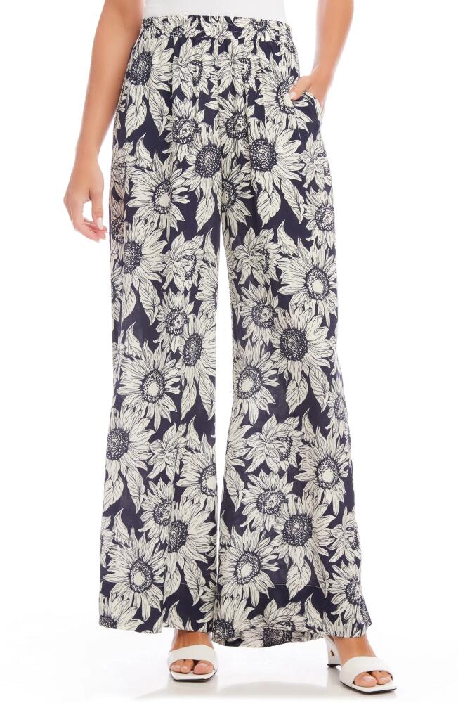 Karen Kane Floral High Waist Wide Leg Pants in Blue Print Cover