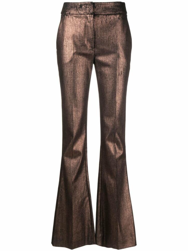 Genny metallic-finish flared trousers - Brown Cover