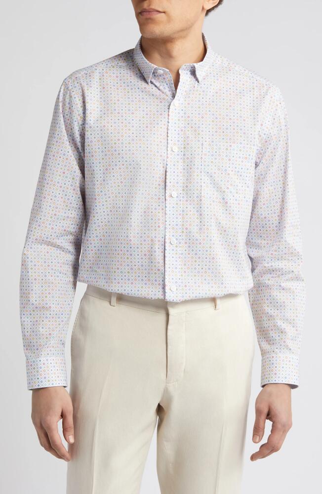 Johnston & Murphy Floral Cotton Button-Up Shirt in White Multi Cover