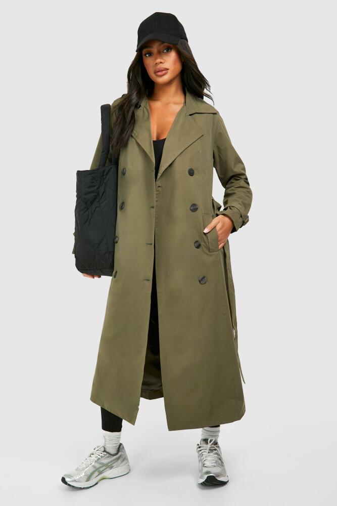 boohoo Womens Belted Trench Coat - Green Cover