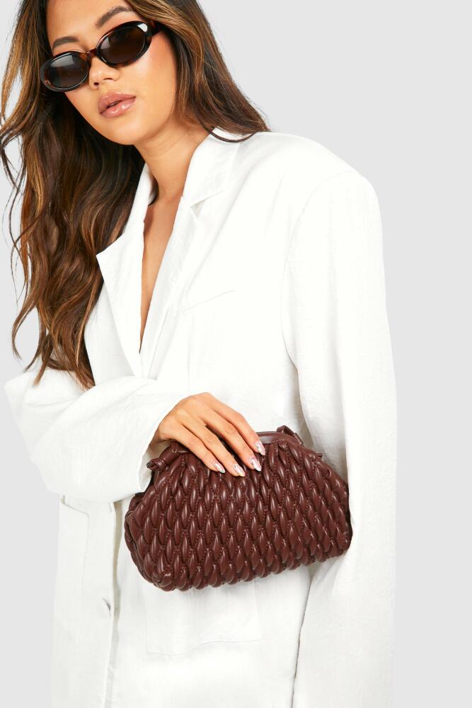 boohoo Womens Woven Clutch Bag - Brown Cover