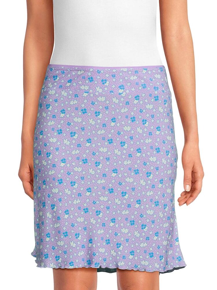 Free People Women's IRL Floral Mini Slip Skirt - Ice Combo Cover