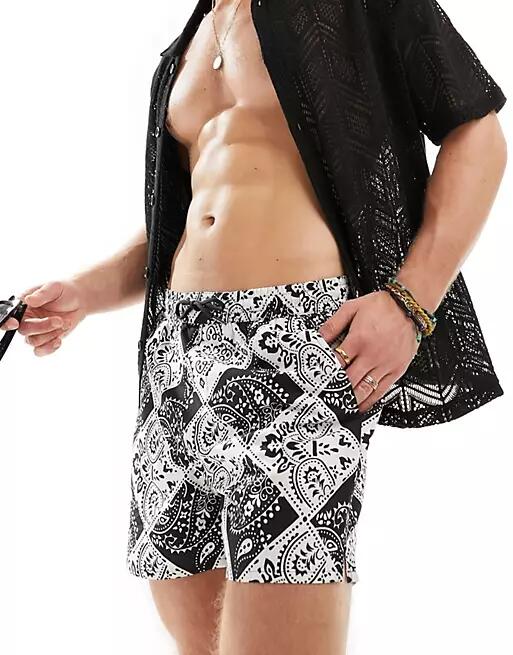 Another Influence swim shorts in diamond paisley-Black Cover