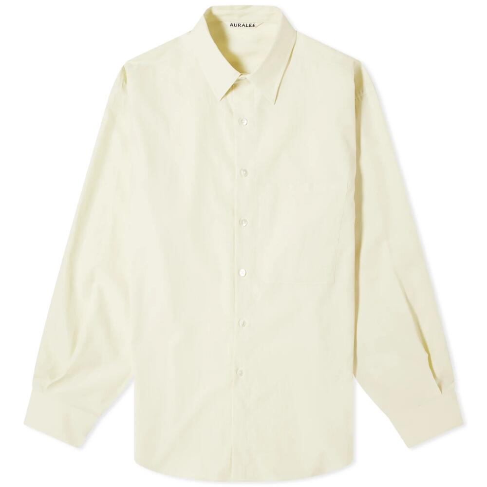 Auralee Men's Washed Finx Shirt in Light Yellow Cover