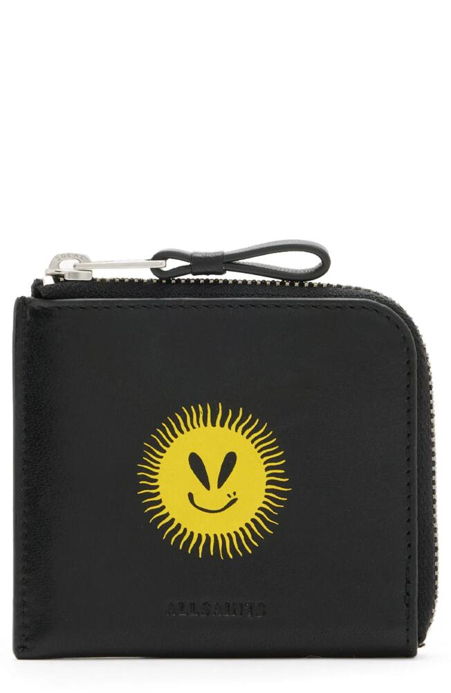 AllSaints Artis Sun Smirk Leather Wallet in Black Cover