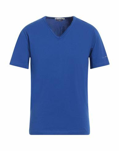 Grey Daniele Alessandrini Man T-shirt Bright blue Cotton Cover