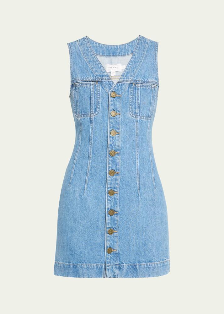 FRAME Sleeveless Denim Pocket Mini Dress Cover