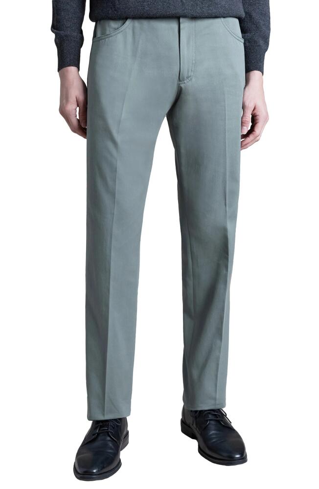 Santorelli Flat Front Cotton Blend Pants in Sage Cover