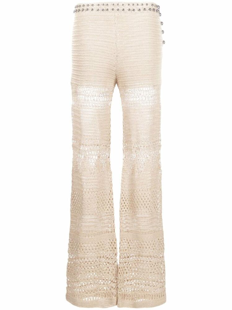 Rabanne high-waisted knitted trousers - Neutrals Cover