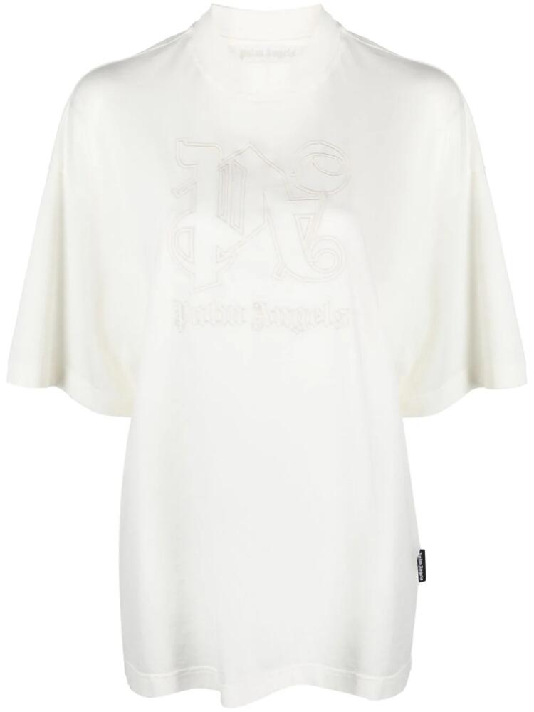 Palm Angels monogram-print cotton T-shirt - Neutrals Cover