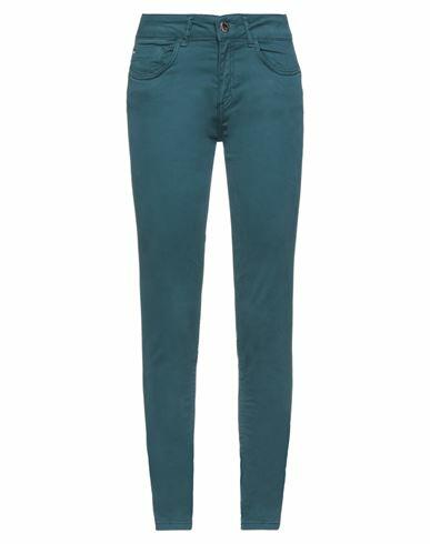 Relish Woman Pants Deep jade Cotton, Elastane Cover