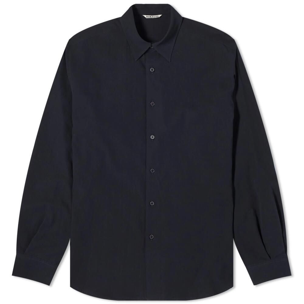 Auralee Men's Hard Twist Cotton Silk Shirt in Dark Navy Cover