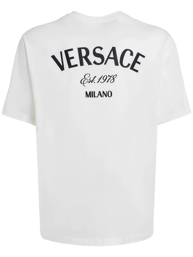 VERSACE Logo Embroidery Cotton T-shirt Cover