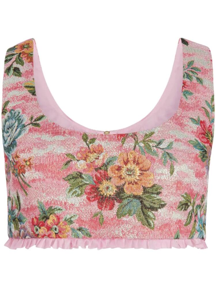 Markarian Clara floral-jacquard crop top - Pink Cover