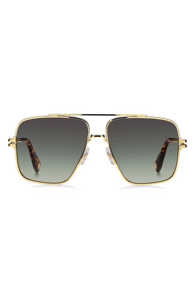 Marc Jacobs 59mm Gradient Square Sunglasses with Chain in Gold Havana/Gray Green Cover