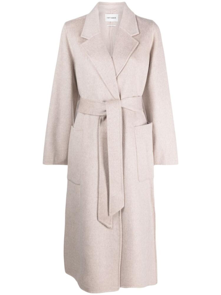 IVY OAK Celia belted-waist wool coat - Neutrals Cover